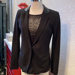2-piece Rock & Republic Faux Leather Trimmed Angel Wings Blazer and Blouse Set